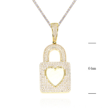 Jewelry 5A CZ Iced Out Silver Lock Pendant